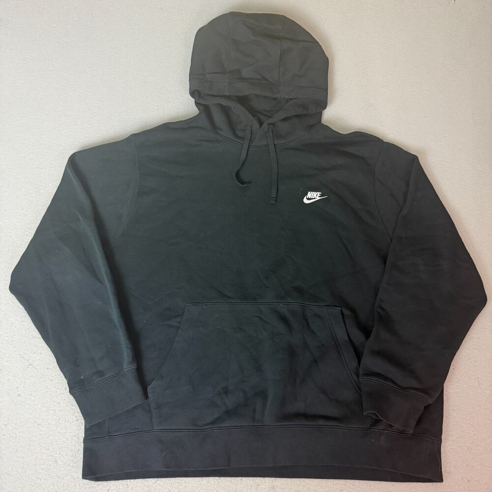 Nike Sportswear Pullover Hoodie Mens XXL Black Mini Swoosh Fleece Sweatshirt
